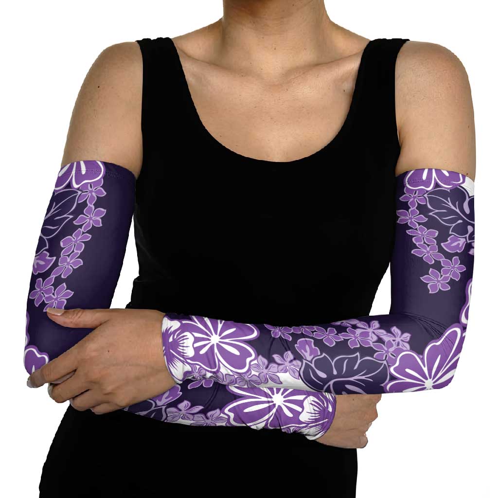 Purple Hibiscus Plumeria Floral Arm Sleeves - Polynesian Pride