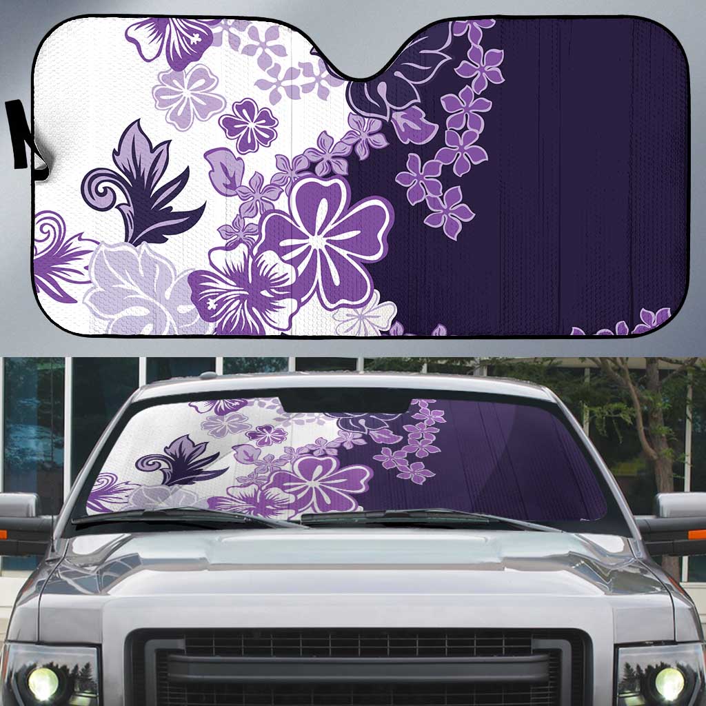 Purple Hibiscus Plumeria Floral Auto Sun Shade - Polynesian Pride
