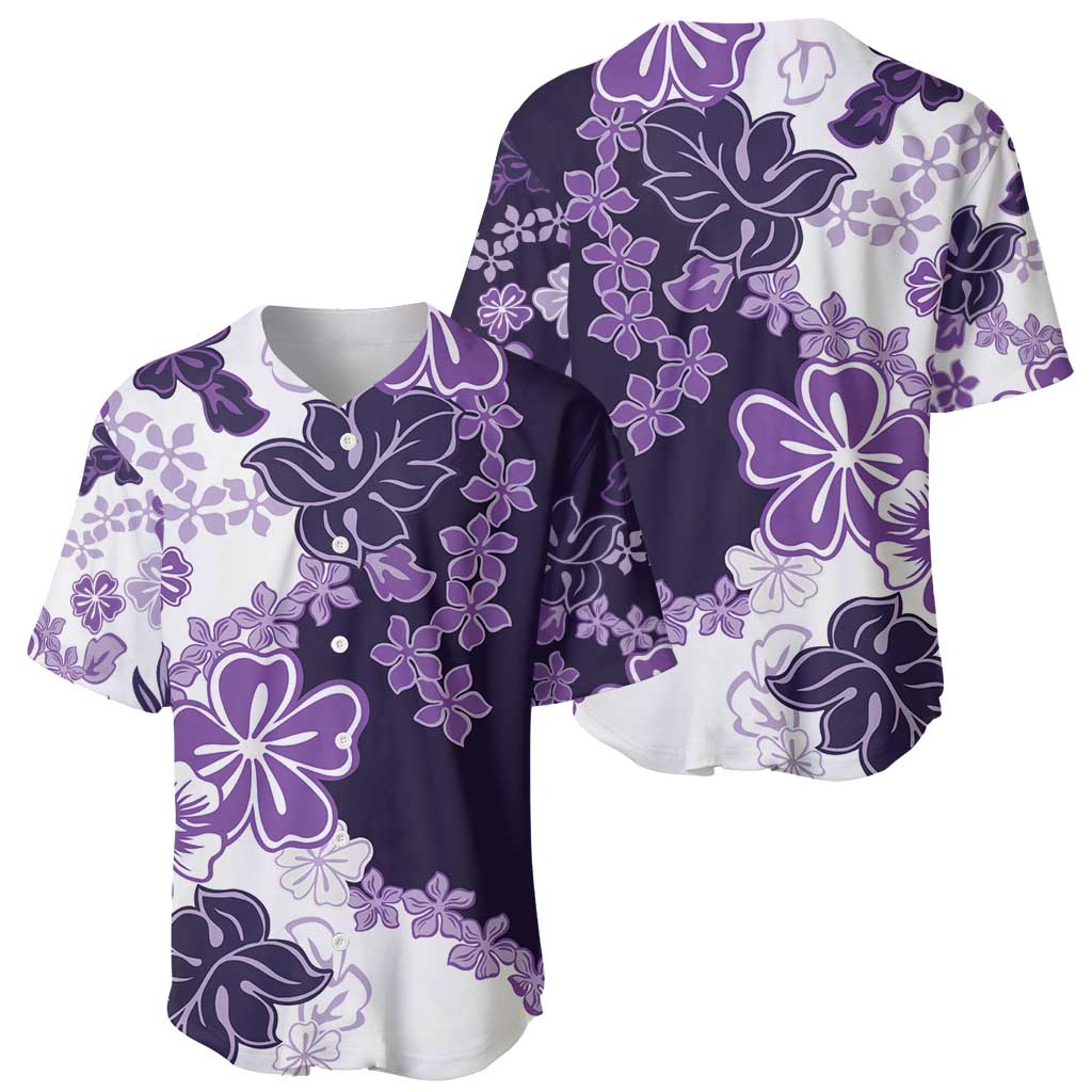 Purple Hibiscus Plumeria Floral Baseball Jersey - Polynesian Pride