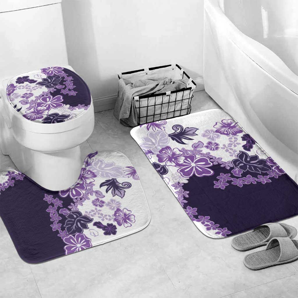 Purple Hibiscus Plumeria Floral Bathroom Set - Polynesian Pride