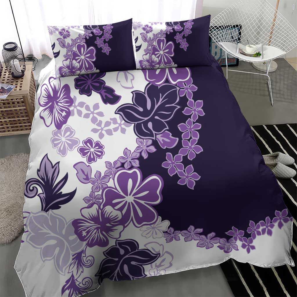 Purple Hibiscus Plumeria Floral Bedding Set - Polynesian Pride