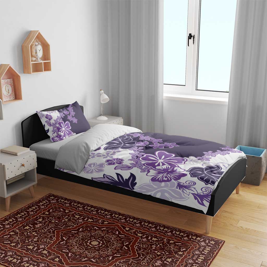 Purple Hibiscus Plumeria Floral Bedding Set - Polynesian Pride
