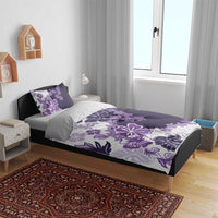 Purple Hibiscus Plumeria Floral Bedding Set - Polynesian Pride
