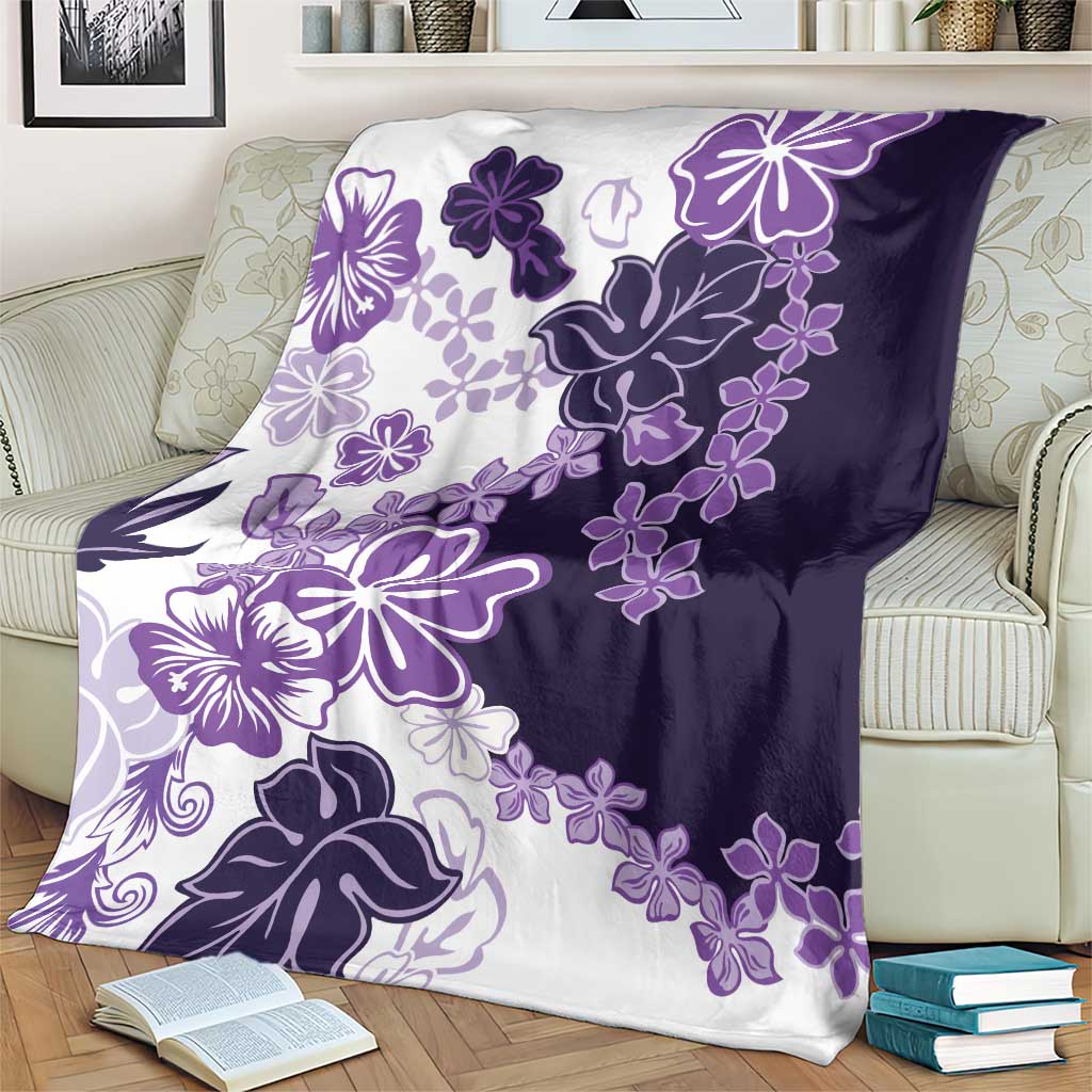 Purple Hibiscus Plumeria Floral Blanket - Polynesian Pride
