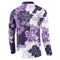 Purple Hibiscus Plumeria Floral Button Sweatshirt - Polynesian Pride