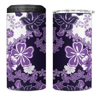 Purple Hibiscus Plumeria Floral 4 in 1 Can Cooler Tumbler - Polynesian Pride