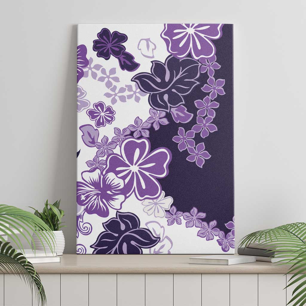 Purple Hibiscus Plumeria Floral Canvas Wall Art - Polynesian Pride