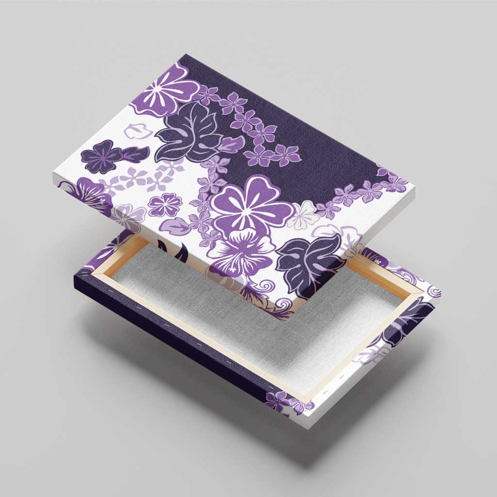 Purple Hibiscus Plumeria Floral Canvas Wall Art - Polynesian Pride