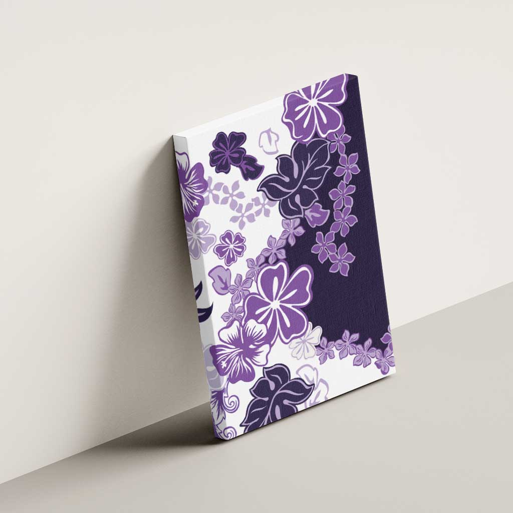 Purple Hibiscus Plumeria Floral Canvas Wall Art - Polynesian Pride