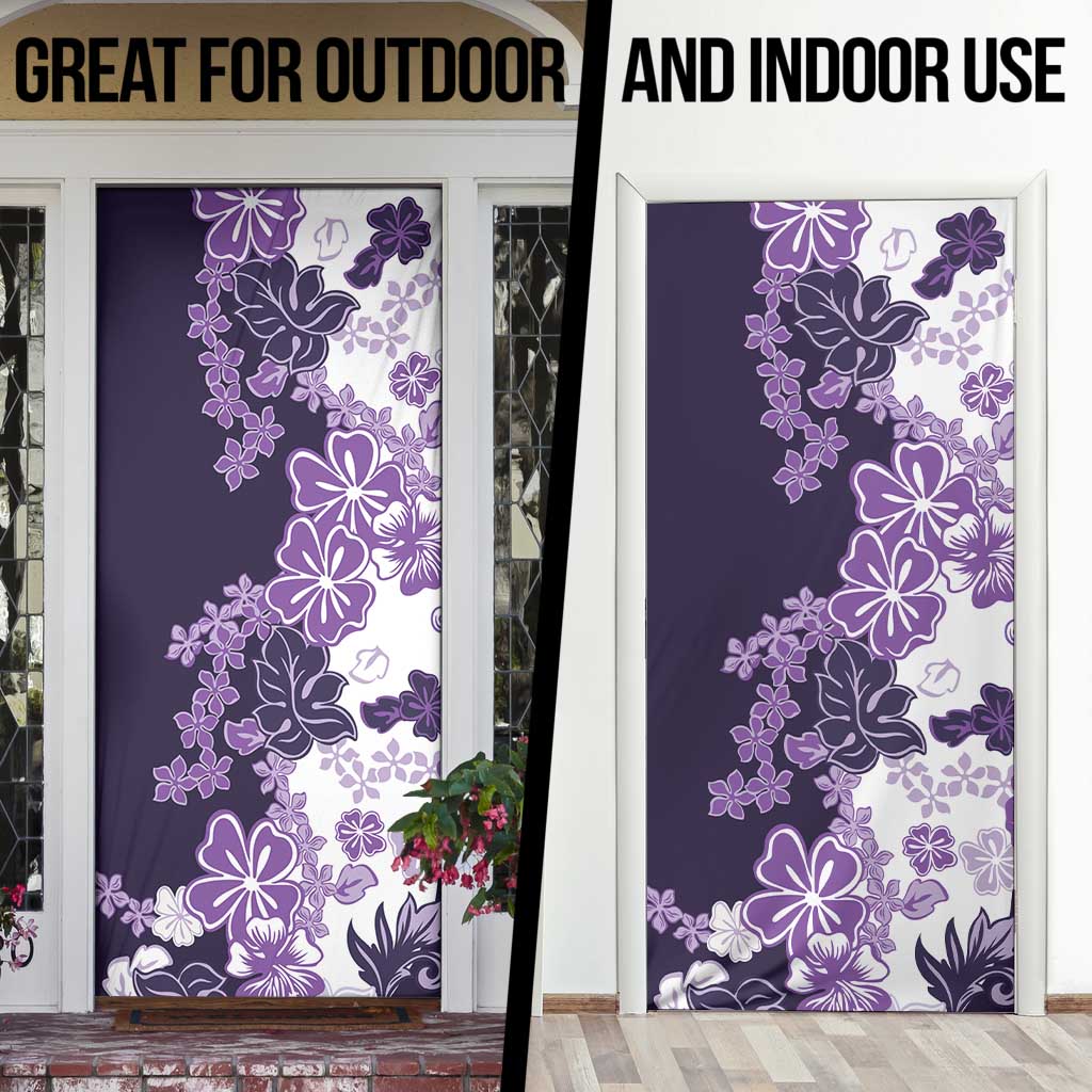 Purple Hibiscus Plumeria Floral Door Cover - Polynesian Pride