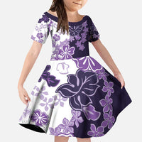 Purple Hibiscus Plumeria Floral Family Matching Mermaid Dress and Hawaiian Shirt LT01 Daughter's Dress Purple - Polynesian Pride