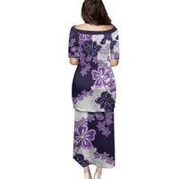 Purple Hibiscus Plumeria Floral Family Matching Puletasi and Hawaiian Shirt - Polynesian Pride