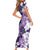 Purple Hibiscus Plumeria Floral Family Matching Short Sleeve Bodycon Dress and Hawaiian Shirt - Polynesian Pride