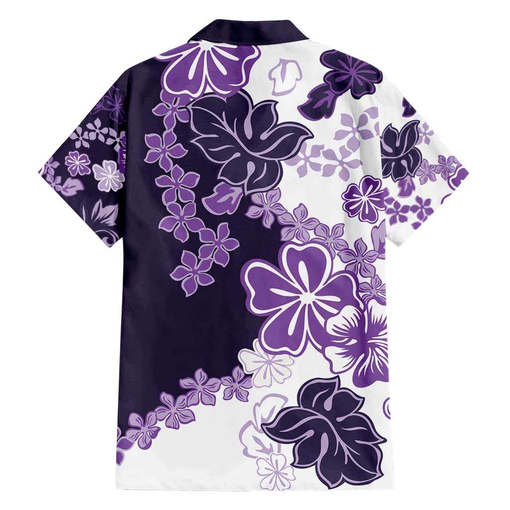 Purple Hibiscus Plumeria Floral Family Matching Tank Maxi Dress and Hawaiian Shirt - Polynesian Pride