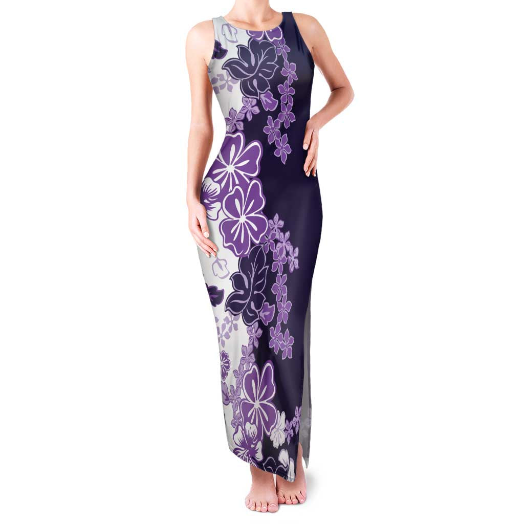 Purple Hibiscus Plumeria Floral Family Matching Tank Maxi Dress and Hawaiian Shirt - Polynesian Pride