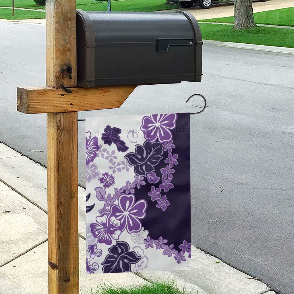 Purple Hibiscus Plumeria Floral Garden Flag - Polynesian Pride