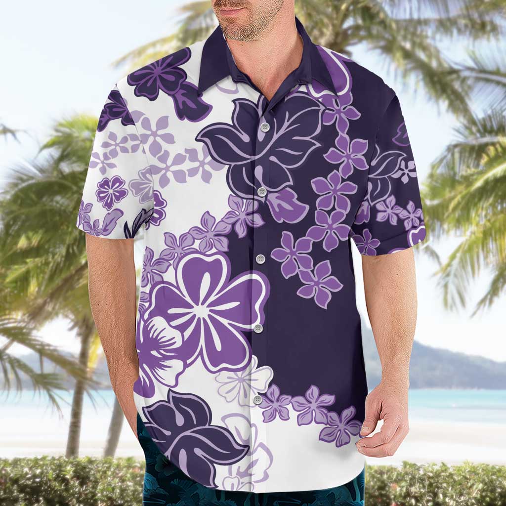 Purple Hibiscus Plumeria Floral Hawaiian Shirt - Polynesian Pride