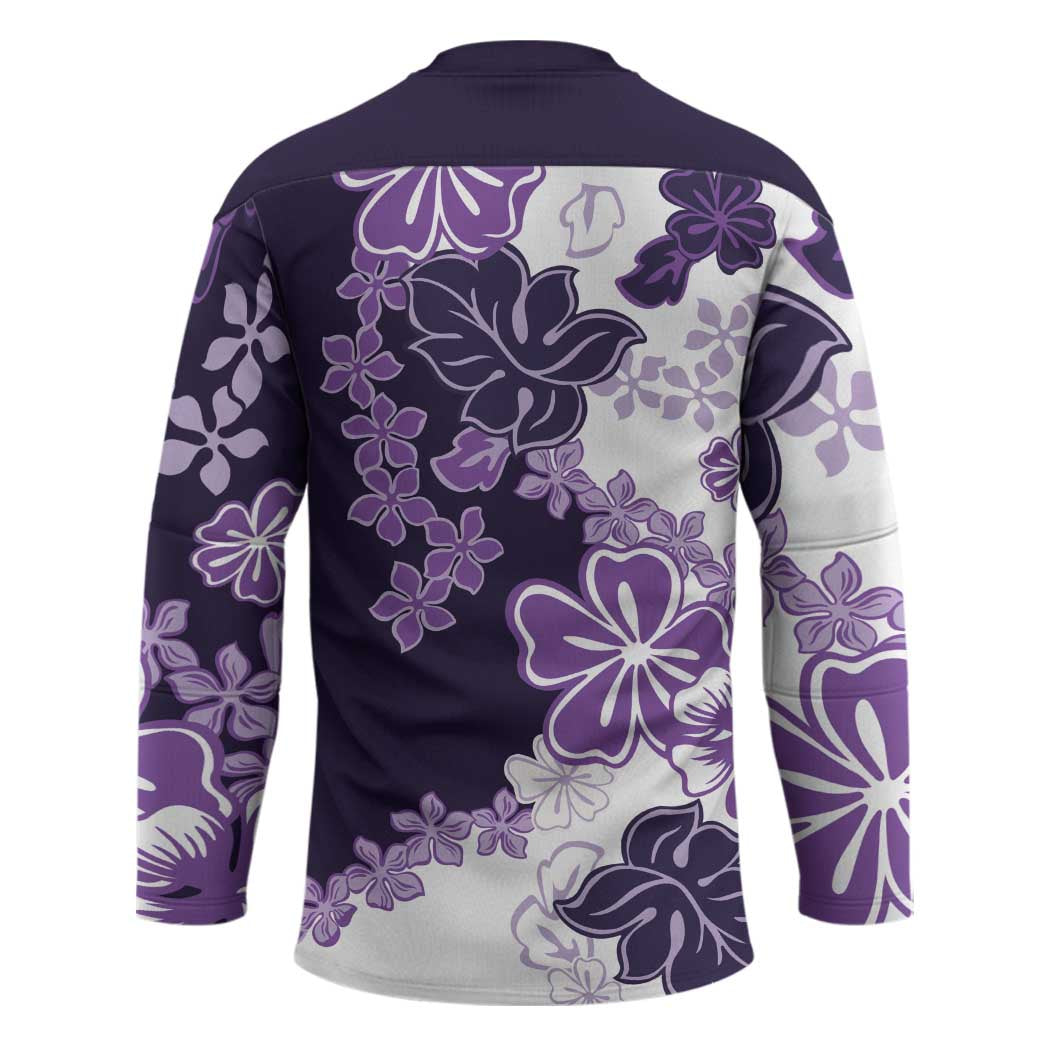 Purple Hibiscus Plumeria Floral Hockey Jersey LT01 - Polynesian Pride