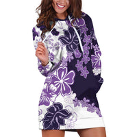 Purple Hibiscus Plumeria Floral Hoodie Dress LT01 Purple - Polynesian Pride