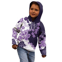 Purple Hibiscus Plumeria Floral Kid Hoodie - Polynesian Pride