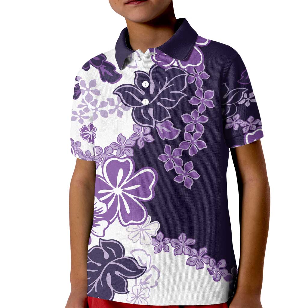 Purple Hibiscus Plumeria Floral Kid Polo Shirt LT01 Kid Purple - Polynesian Pride