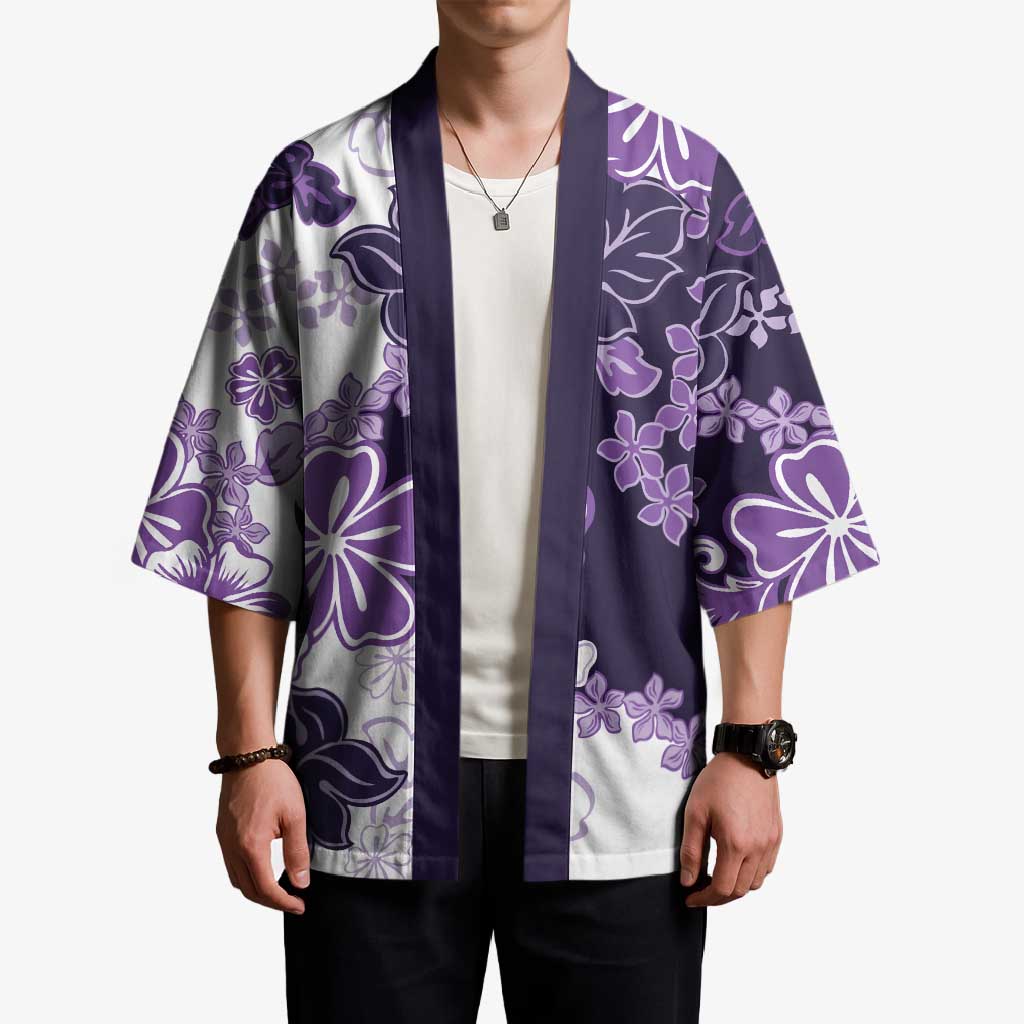Purple Hibiscus Plumeria Floral Kimono - Polynesian Pride
