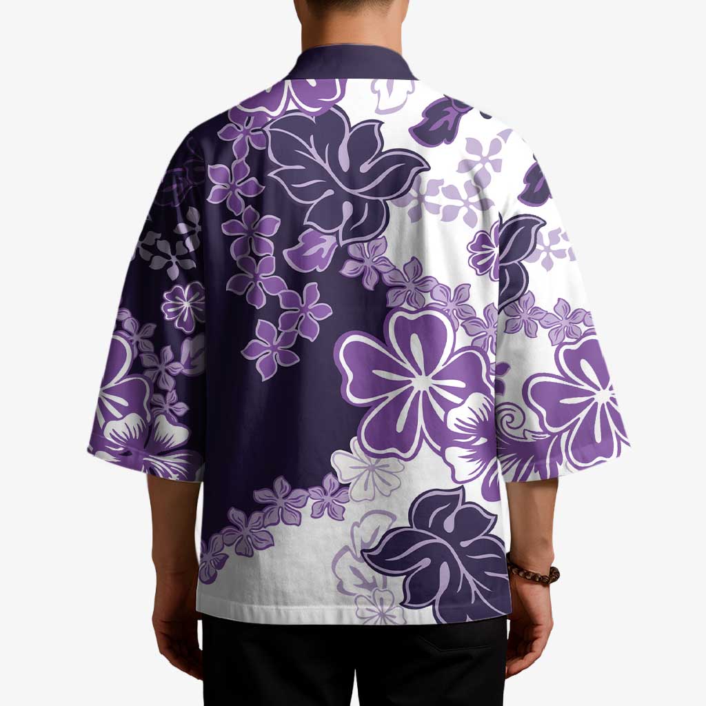 Purple Hibiscus Plumeria Floral Kimono - Polynesian Pride