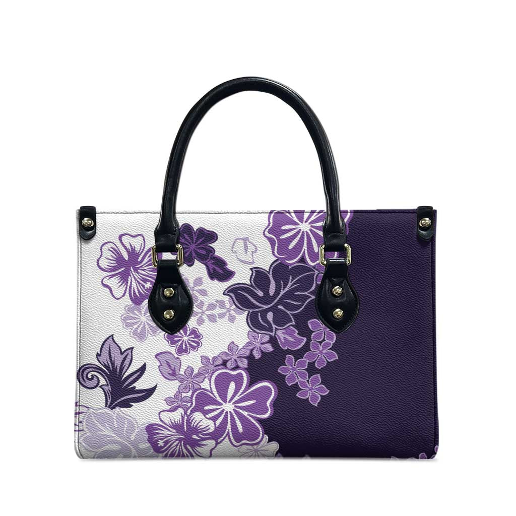 Purple Hibiscus Plumeria Floral Leather Bag - Polynesian Pride