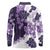 Purple Hibiscus Plumeria Floral Long Sleeve Polo Shirt - Polynesian Pride