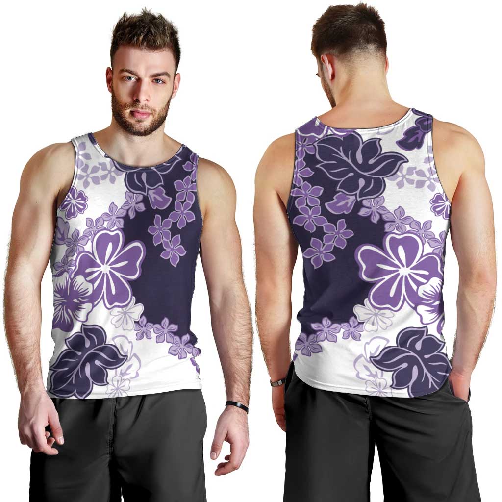 Purple Hibiscus Plumeria Floral Men Tank Top - Polynesian Pride