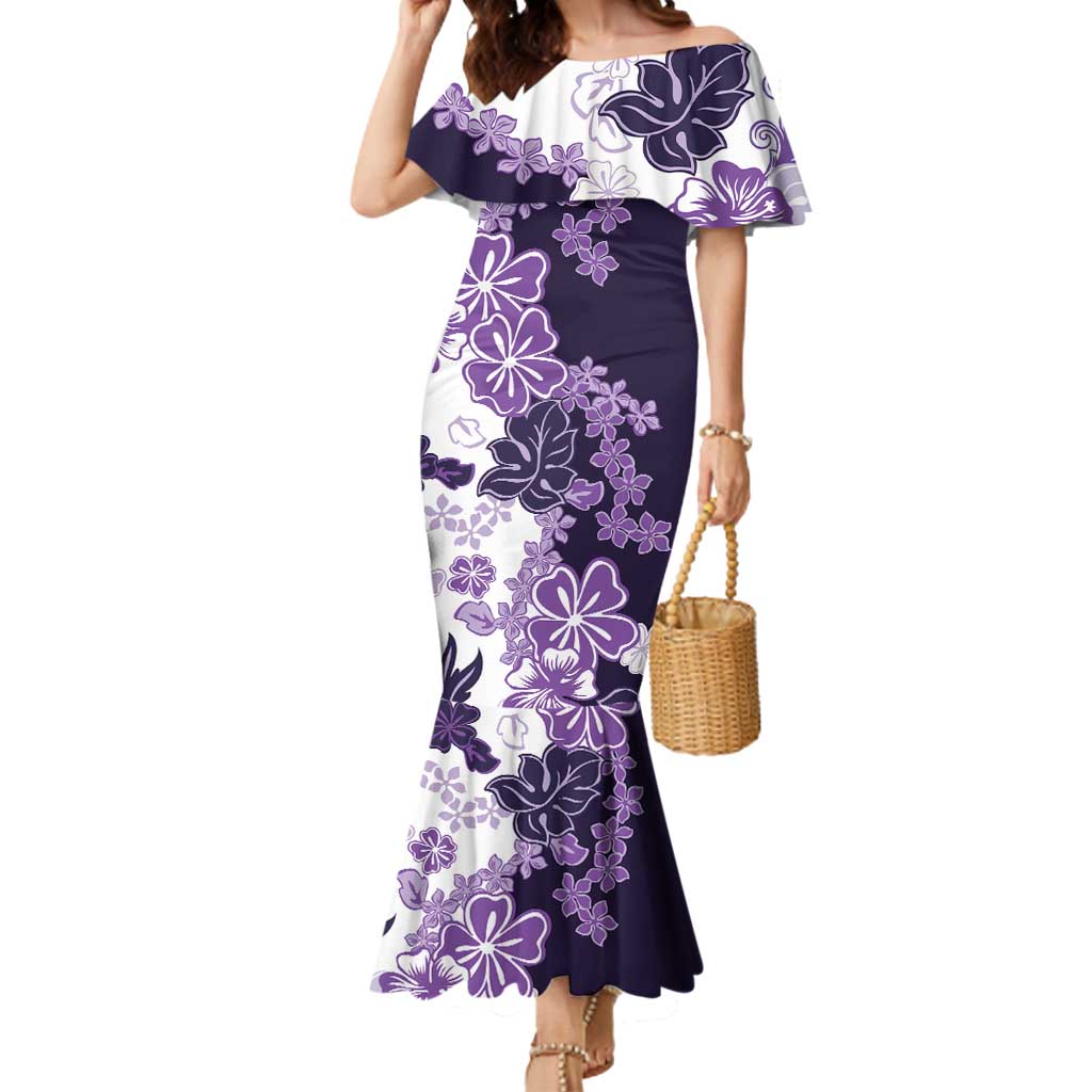 Purple Hibiscus Plumeria Floral Mermaid Dress - Polynesian Pride