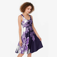 Purple Hibiscus Plumeria Floral Midi Dress - Polynesian Pride