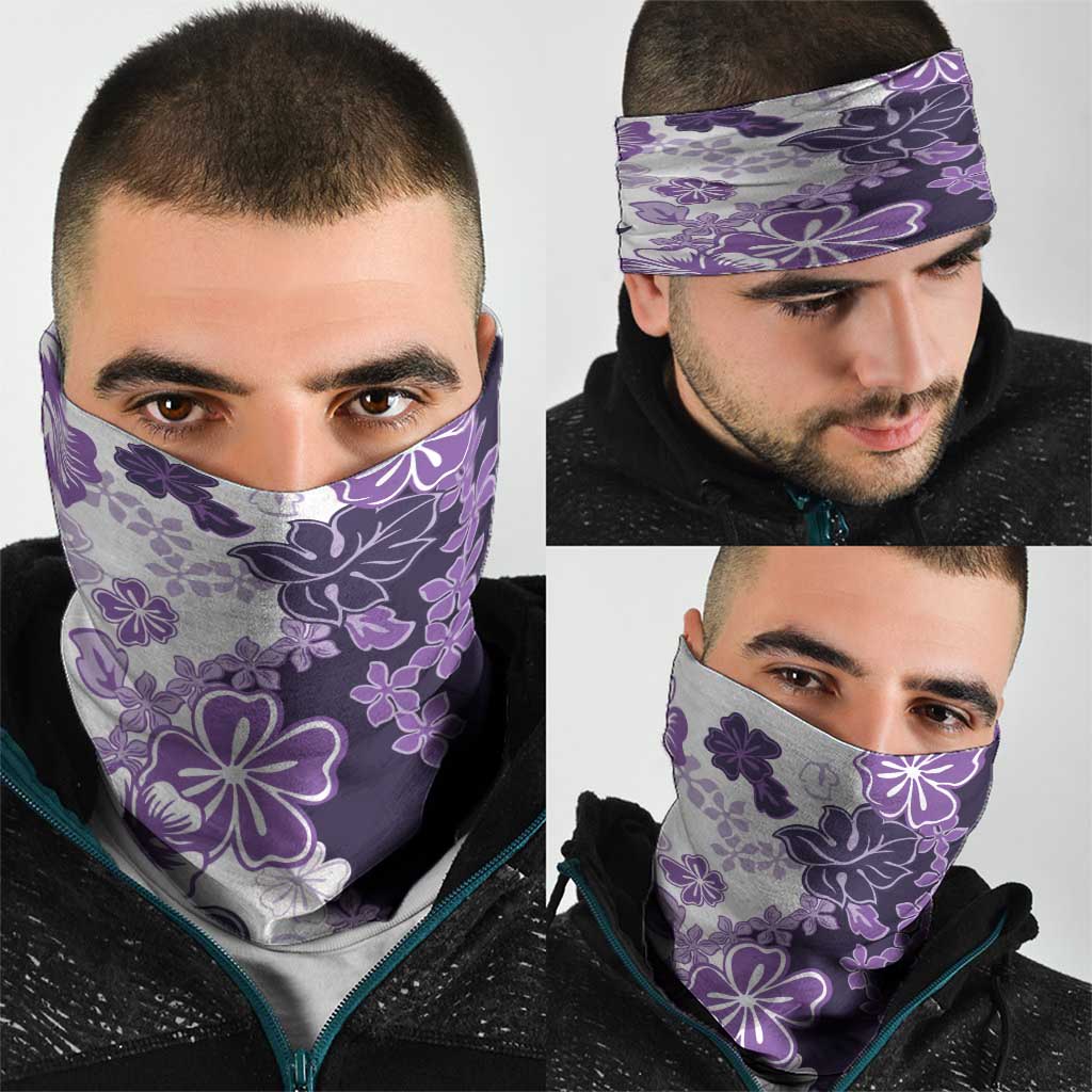 Purple Hibiscus Plumeria Floral Neck Gaiter LT01