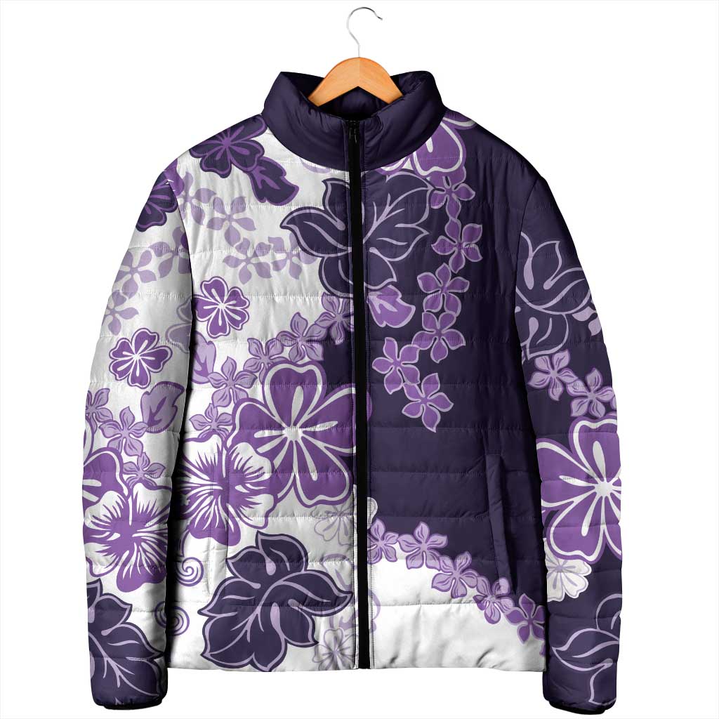Purple Hibiscus Plumeria Floral Padded Jacket LT01 - Polynesian Pride