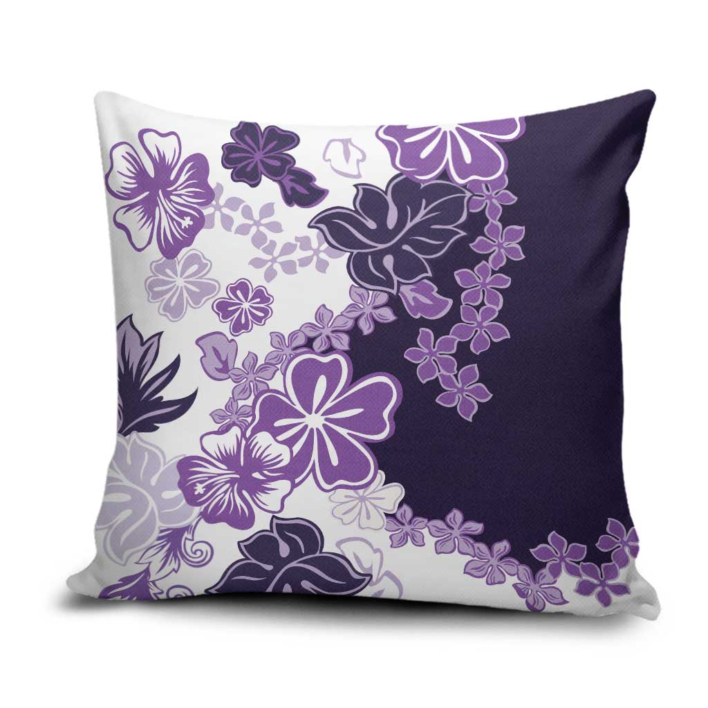 Purple Hibiscus Plumeria Floral Pillow Cover LT01 Purple - Polynesian Pride