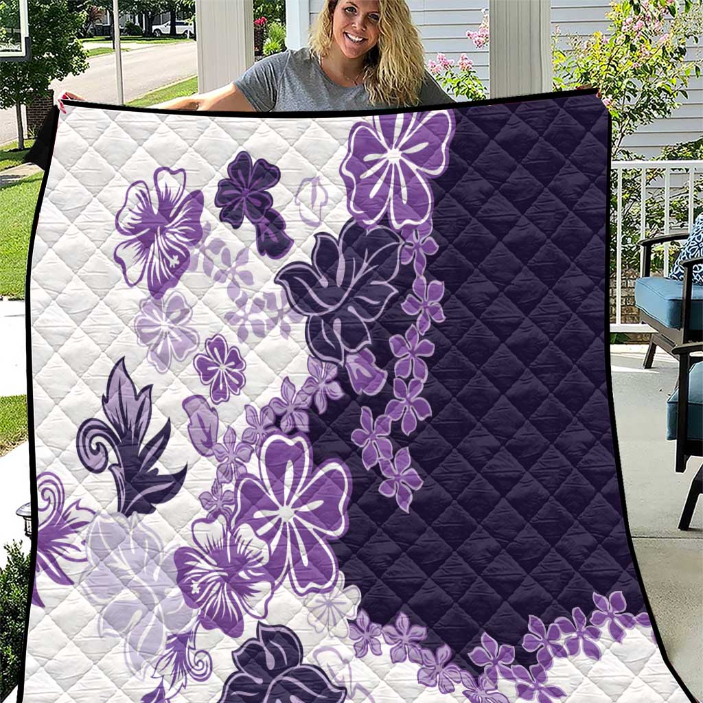 Purple Hibiscus Plumeria Floral Quilt LT01 Purple - Polynesian Pride