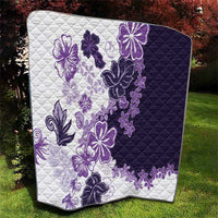 Purple Hibiscus Plumeria Floral Quilt - Polynesian Pride