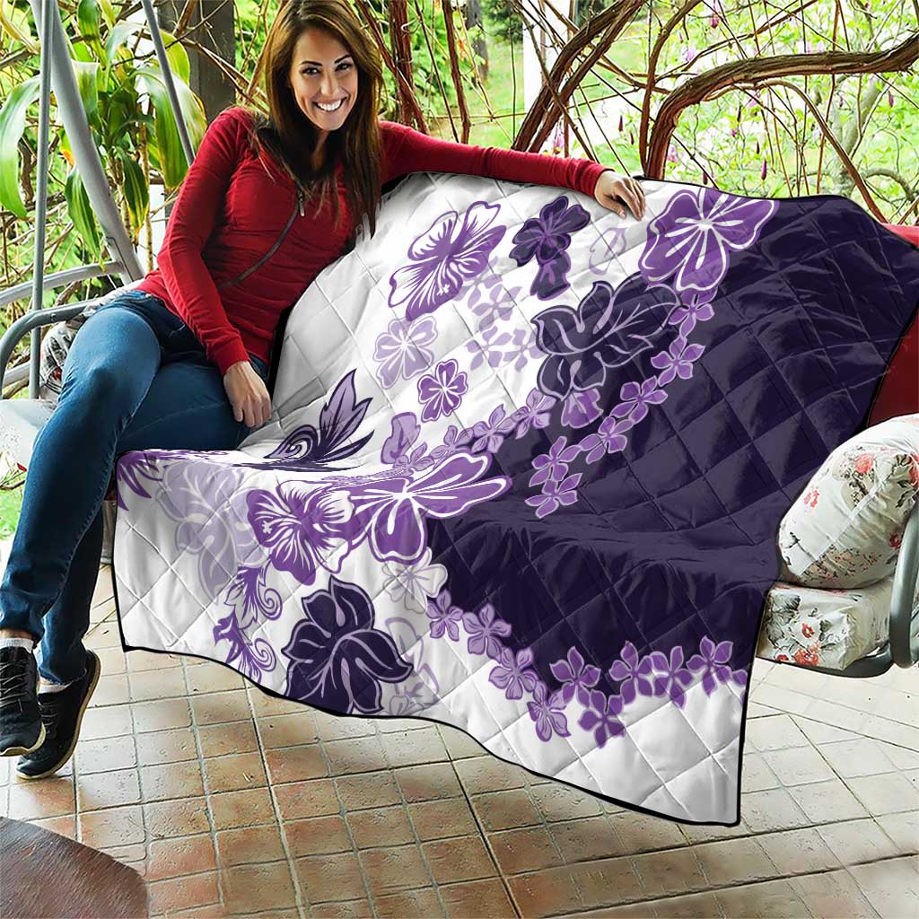 Purple Hibiscus Plumeria Floral Quilt - Polynesian Pride