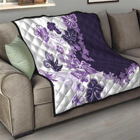 Purple Hibiscus Plumeria Floral Quilt - Polynesian Pride