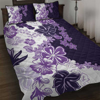 Purple Hibiscus Plumeria Floral Quilt Bed Set - Polynesian Pride
