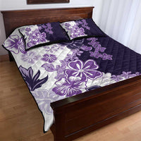 Purple Hibiscus Plumeria Floral Quilt Bed Set - Polynesian Pride