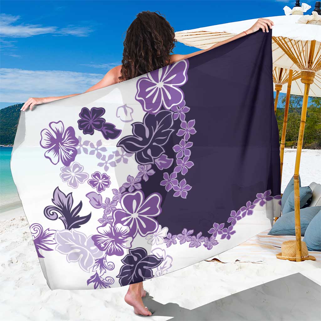Purple Hibiscus Plumeria Floral Sarong LT01 One Size 44 x 66 inches Purple - Polynesian Pride