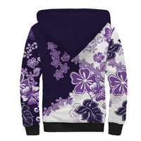 Purple Hibiscus Plumeria Floral Sherpa Hoodie - Polynesian Pride
