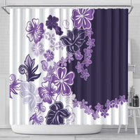 Purple Hibiscus Plumeria Floral Shower Curtain - Polynesian Pride