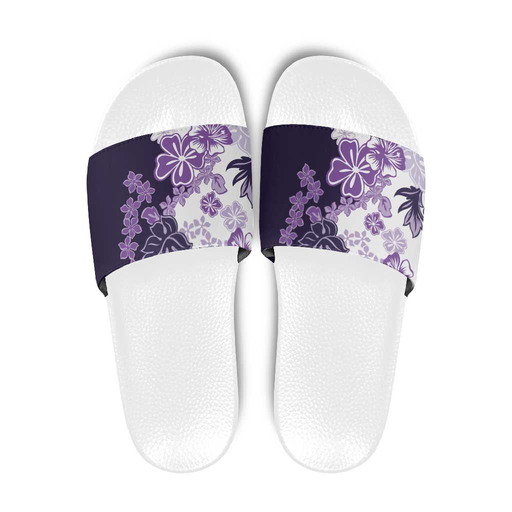 Purple Hibiscus Plumeria Floral Slide Sandals - Polynesian Pride
