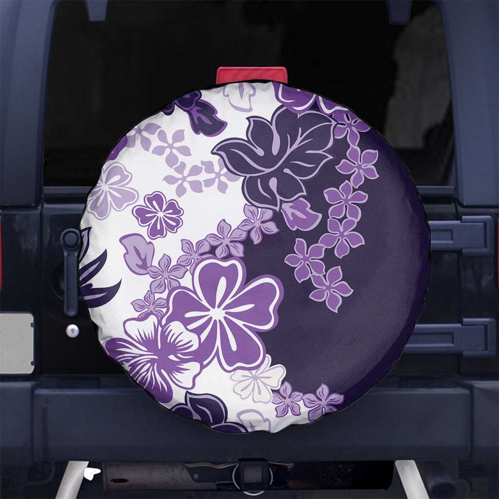 Purple Hibiscus Plumeria Floral Spare Tire Cover LT01 No hole Purple - Polynesian Pride