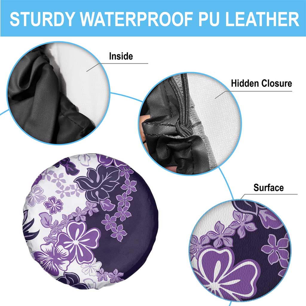 Purple Hibiscus Plumeria Floral Spare Tire Cover LT01 - Polynesian Pride