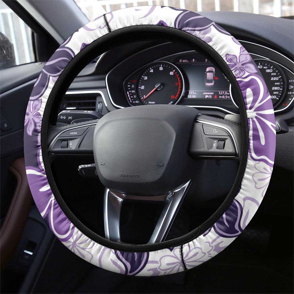 Purple Hibiscus Plumeria Floral Steering Wheel Cover - Polynesian Pride