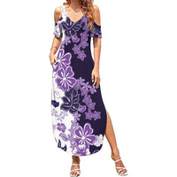 Purple Hibiscus Plumeria Floral Summer Maxi Dress - Polynesian Pride
