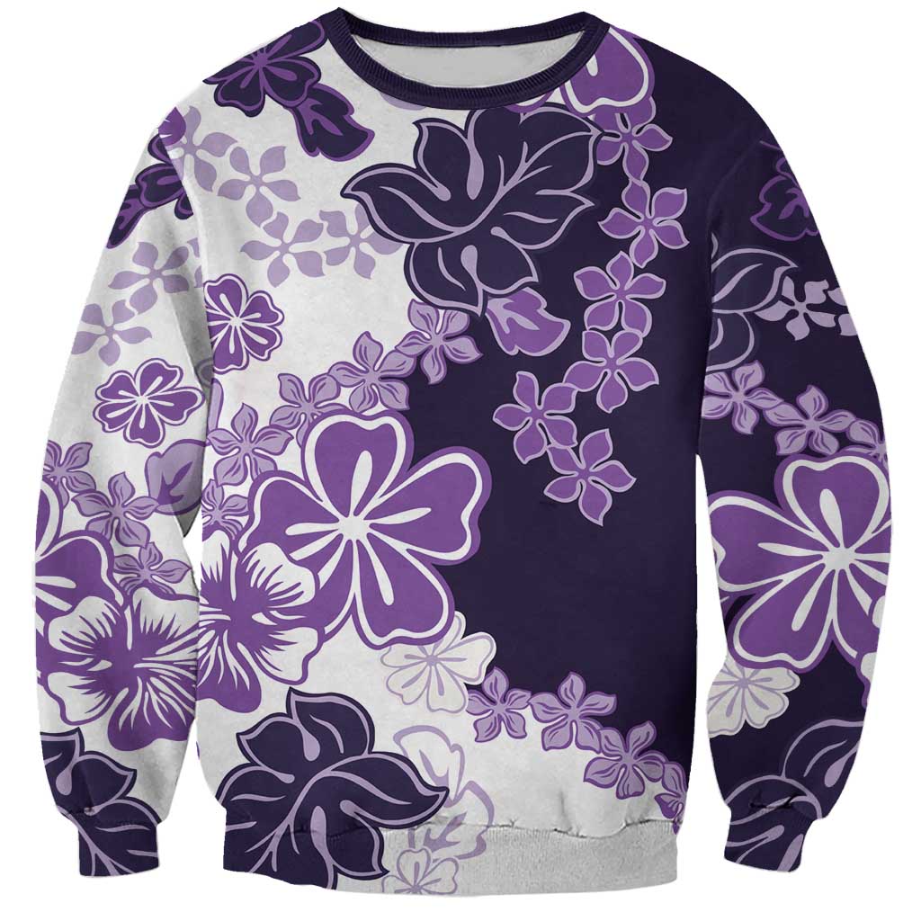 Purple Hibiscus Plumeria Floral Sweatshirt - Polynesian Pride
